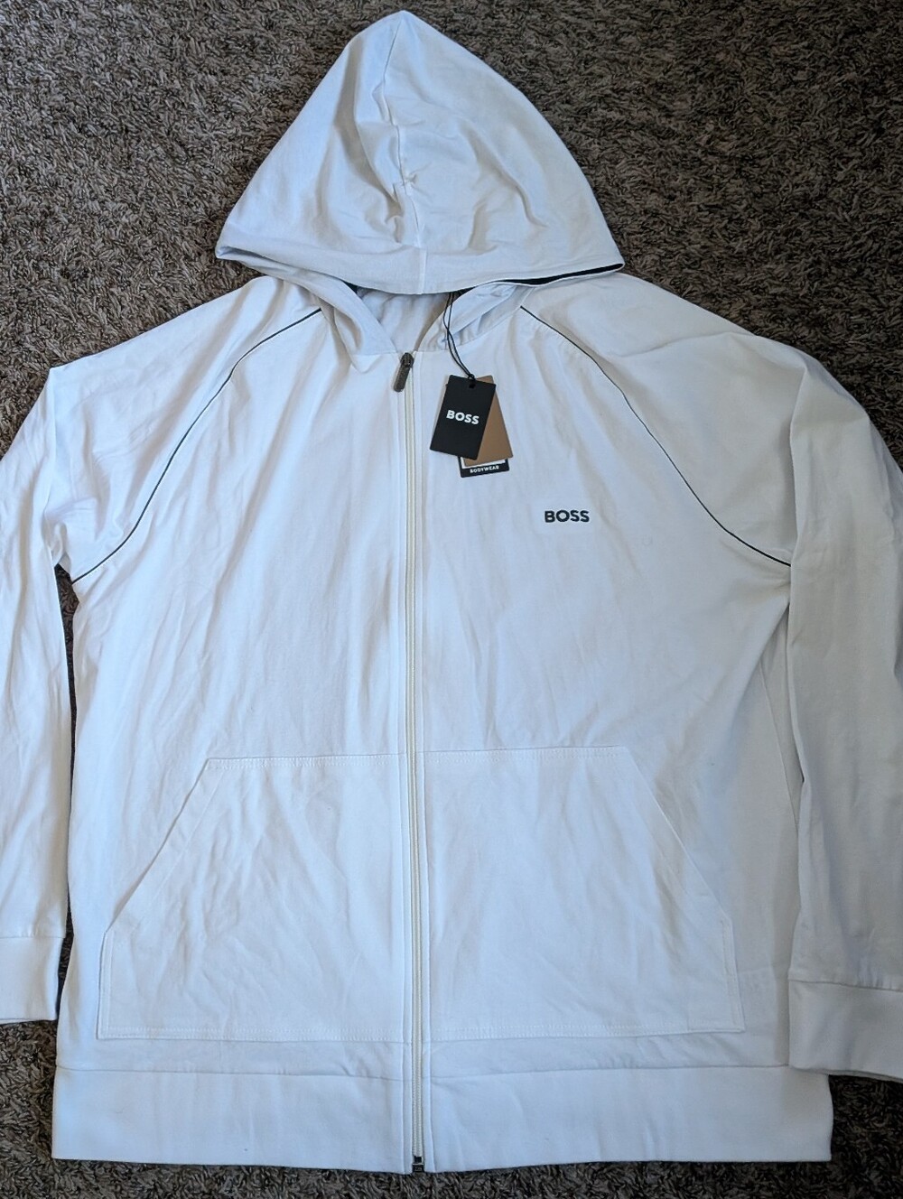 NWT Hugo Boss White Mix & Match Full Zip Hooded Performance Jacket Men's XL